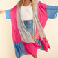 PLUS COLOR BLOCK KIMONO MAXI OPEN CARDIGAN
