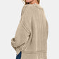 ZENANA Light Mocha Exposed Seam Round Neck Dropped Shoulder Sweater