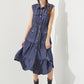 PLUS SLEEVELESS BUTTON DOWN COLLARED DENIM DRESS