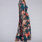 NUVI APPAREL Floral Satin Pleated Maxi Dress