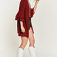 JADE by JANE Women's Red Kimono Glitter Cardigan with Bell Sleeve