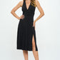 RENEE C Ruched Waist Sleeveless Slit Dress
