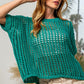BiBi Jade Hollowed Out Short Sleeve Knit Cover Up Top