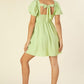 LILOU Light Green Tie Back Dress with Puff Sleeves