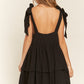 JADE by JANE Square Collar Tied Straps Ruffle Dress