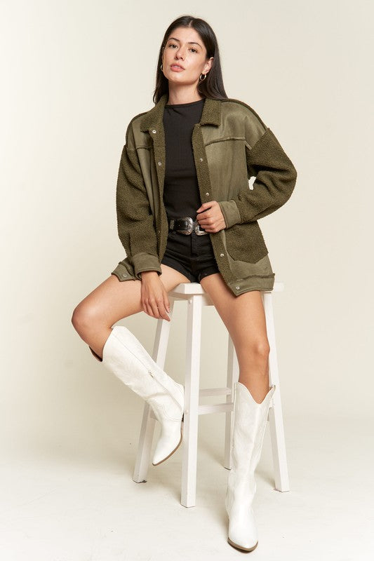 JADE BY JANE Faux Fur and Suede Jacket JJO5028P