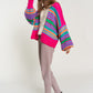 DAVI & DANI Chunky Knit Multi-Striped Open Sweater Cardigan