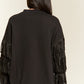 JADE by JANE Plus-size Silver Studded Fringe Sleeves Sweater top - PLUS JJT5009P
