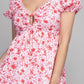 NUVI APPAREL Printed Tie Front Puff Sleeve Dress