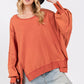 SAGE + FIG Mineral Wash Side Slit Oversized Sweatshirt