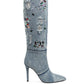 Cornik Multi Color Stones Denim Boots