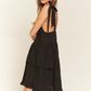 JADE by JANE Square Collar Tied Straps Ruffle Dress