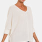 ZENANA Full Size Round Neck High-Low Slit Knit Top