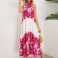 Tied Printed Sleeveless Midi Dress