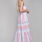 NUVI APPAREL Striped Print Ruffle Hem Cami Dress