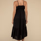 Woven Sweetheart Neckline Tiered Cami Midi Dress