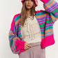 DAVI & DANI Chunky Knit Multi-Striped Open Sweater Cardigan
