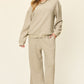 DOUBLE TAKE Full Size Texture Long Sleeve Top and Pants Lounge Set