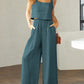 Stylish 2 Piece Square Neck Top and Wide Leg Pants Set