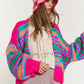 DAVI & DANI Chunky Knit Multi-Striped Open Sweater Cardigan