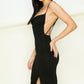 HYFVE Backless Cami Cowl Neck Split Mini Party Dress