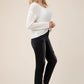 LILOU Ivory Variegated Rib V neck Sweater