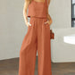Stylish 2 Piece Square Neck Top and Wide Leg Pants Set