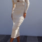 ONE & ONLY COLLECTIVE Crochet Knit Long Sleeved Midi Dress Not Lined