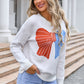 ANGEL WINGS Bow Round Neck Dropped Shoulder Sweater