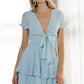 ONE & ONLY COLLECTIVE V Neck Tiered Mini Romper