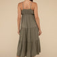 Woven Sweetheart Neckline Tiered Cami Midi Dress