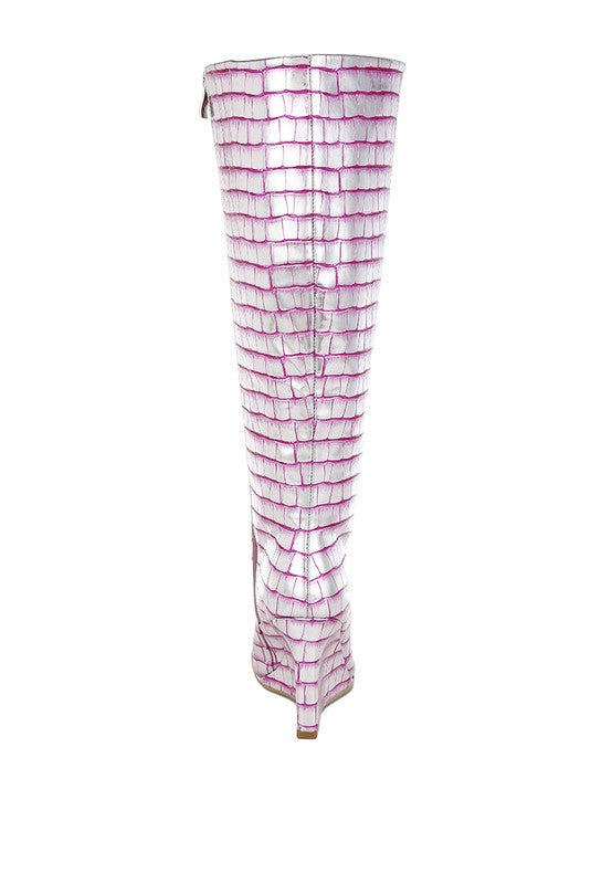 Bass Head Croco Metallic Long Boots