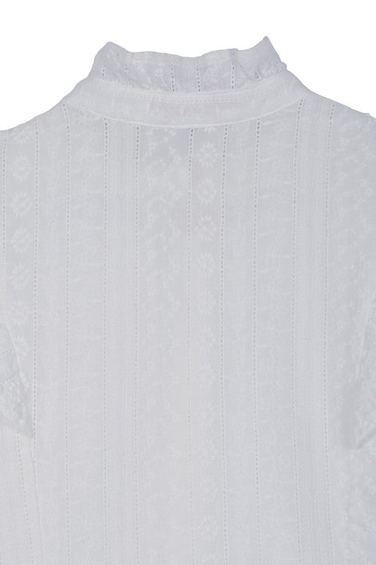 LILOU Eyelet embroidered Blouse with Ruffles