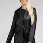 AMBIANCE APPAREL Sleek Pu Leather Blazer with Front Closure