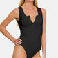 ZENANA Microfiber Notched Sleeveless Bodysuit