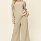 DOUBLE TAKE Full Size Texture Long Sleeve Top and Pants Lounge Set