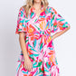 GeeGee Printed Short Sleeve Ruffle Hem Dress