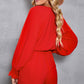 SYNZ Tied Flounce Sleeve Plunge Romper