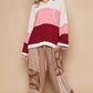 POL Pink/Burgundy Color Block Long Sleeve Hooded Sweater
