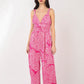 VERY J Printed Pleated Sleeveless Wide Leg Jumpsuit