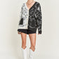Heart paisley Color block cardigan PLUS JJK5018P