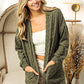 BiBi Olive Checkered Long Sleeve Open Front Cardigan