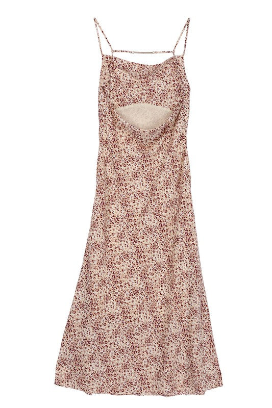 LILOU Leopard Cami Dress with chain trim