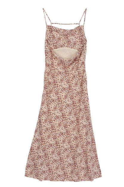 LILOU Leopard Cami Dress with chain trim
