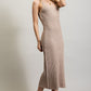 SWEET GENERIS U-Neckline Ribbed-Knit Maxi Dress