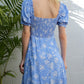 LILOU Light Blue Floral Puff Sleeve Dress