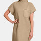 ZENANA Women's Camel Short Sleeve Sweater Mini Dress