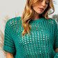 BiBi Jade Hollowed Out Short Sleeve Knit Cover Up Top