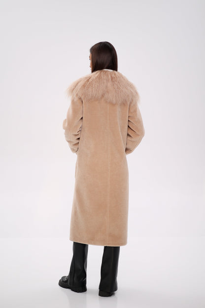 Genuine Lama Fur Virgin Wool Coat
