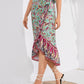Tie Waistband Flounce Hem Boho Skirt